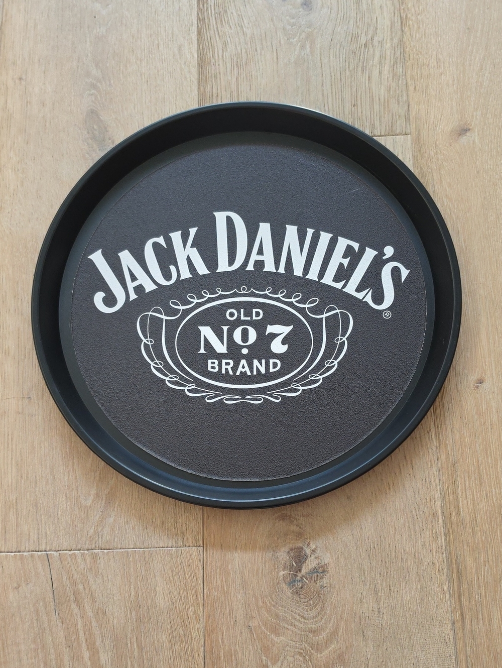 Jack Daniel's Black Round Serving Tray with White Logo